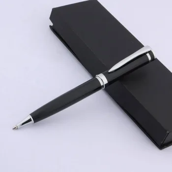 Новая Металлическая ручка 3035, Шариковая ручка с черным лаком и серебряной отделкой, Школьные Офисные Письменные принадлежности