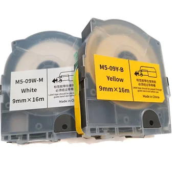 Кассета для клейких лент M5-09W/Y 5 мм 9 мм 12 мм × 16 м Бело-Желтая Наклейка Для Пишущей машинки MAX LETATWIN Cable ID Printer lm-550a/e