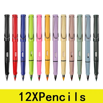 12 шт. цветные перманентные карандаши без чернил, неограниченное количество карандашей, бесконечные карандаши для письма, рисования, школьного офиса