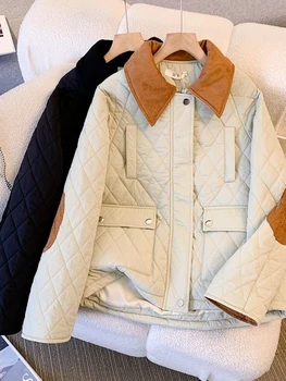 Хлопковое женское пальто с двойным карманом, женская зимняя куртка нового стиля, пуховики, зимнее женское теплое пальто, женская куртка