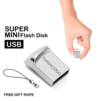 JASTER USB 2,0 мини металлический серебристый с брелоком USB флэш-накопитель 4 ГБ 8 ГБ 16 ГБ 32 ГБ 64 ГБ флешка (1 шт. с бесплатным логотипом) бизнес-подарок