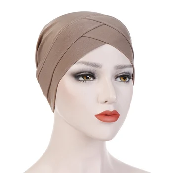Новая повязка на голову, Бандана для химиотерапии, Мусульманская Кепка, Женская Однотонная Богемная Эластичная Шапка-Тюрбан, Многофункциональный шарф, Хиджаб, Кепки