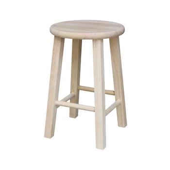 International Concepts Деревянный табурет с круглым верхом - Высота сиденья 18 дюймов - Незаконченный табурет для стойки, Барные стулья для кухни