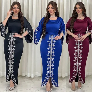 Мусульманское платье, Женское платье с Рыбьим хвостом, Сексуальное Арабское Дубайское платье, Атласное вечернее платье с бриллиантами, Женская одежда