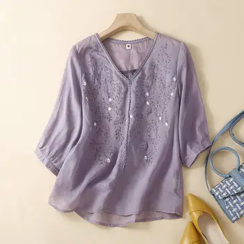 Женская летняя футболка, летняя блузка с V-образным вырезом, уличная одежда, женский топ для отдыха