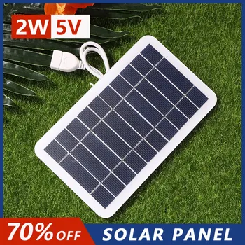 Солнечная панель 2W 5V Портативная с USB-безопасной зарядкой Для стабильного зарядного устройства Power Bank Телефонов для кемпинга на открытом воздухе