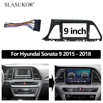 9-дюймовая автомобильная панель с двойной рамкой Din DVD, Аудиосистема, Адаптерная панель, приборная панель для Hyundai Sonata 9 2015 2016 2017 2018, автомобиль 2 Din