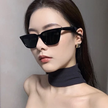 Солнцезащитные очки Yuumi Agail Женские Мужские Черные очки Cat eye MGlasses Шпионская мода Негабаритный Роскошный Дизайнерский бренд Jennie Корея