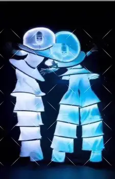 Сценический светодиодный костюм Костюм Робота на ходулях rgb lumious танцевальные костюмы для выступлений Одежда для бальных выступлений на подиуме