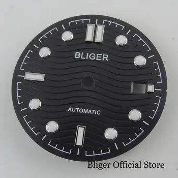 Циферблат часов BLIGER 31 мм, Окошко даты, подходит для мужских часов с автоматическим механизмом MIYOTA, спиральный узор