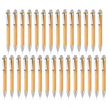 Набор бамбуковых ручек для гравировки Деревянная Выдвижная Бамбуковая ручка С дополнительной заправкой черными чернилами Шариковая ручка для ведения дневника