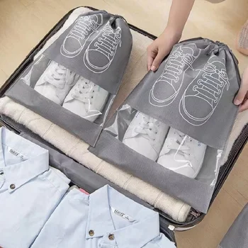 6 шт., портативные дорожные сумки для обуви, органайзер для упаковки в чемодан, водонепроницаемая нетканая сумка для хранения обуви на шнурке