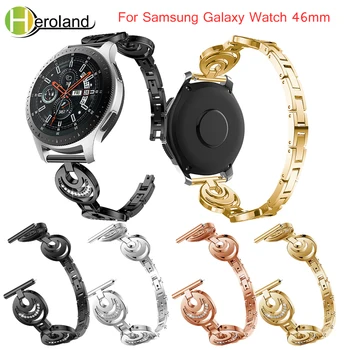 Для Samsung Galaxy Watch 46 мм ремешок-браслет Ремешок для часов Huami 2S Из нержавеющей Стали Сменный смарт-браслет черный со стразами