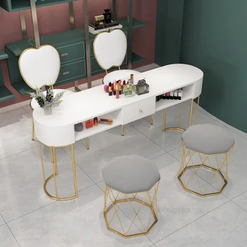 Скандинавские Маникюрные столики, Современные минималистичные одинарные и двойные маникюрные столики, Дизайнерский Маникюрный стол, набор стульев, Профессиональный Маникюрный столик