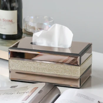 Коробка для носовых платков в гостиной, высококачественная роскошная настольная креативность и ощущение прорыва, высококачественные стеклянные коробки для салфеток