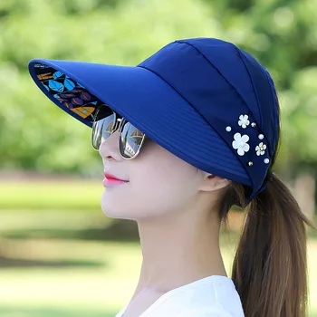 Шляпа для девочек, летний отдых, жемчужное небо, корейская версия, складная солнцезащитная шляпа, солнцезащитный козырек, шляпа
