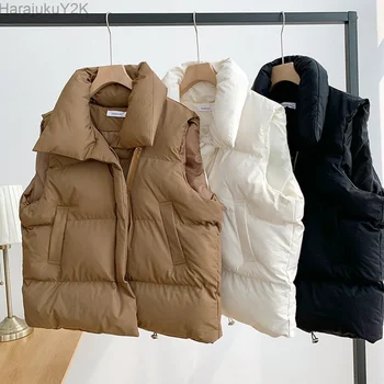 Жилет для внешней торговли, женская осенне-зимняя новинка 2022, корейская версия, свободный хлопковый жилет большого размера, короткая куртка
