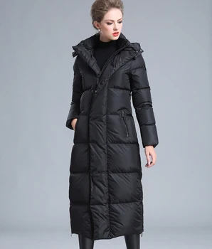 Женская зимняя одежда пуховик на молнии с пуховиком 8XL размера 4XL, черный, серый, темно-синий, толстый теплый длинный пуховик размера 7XL