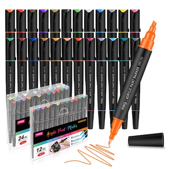 Акриловые ручки для рисования 12/24 цветов, акриловые фломастеры для рисования, ручки с тонким кончиком, средний кончик (0,7 мм-5 мм), ручка для рисования своими руками