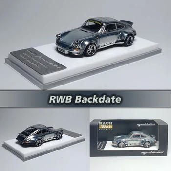 Коллекционная модель 1: 64 RWB 911 Carrera Coupe с задним числом из необработанного серебра, Отлитый под давлением Миниатюрный автомобиль-Диорама, игрушки Carros