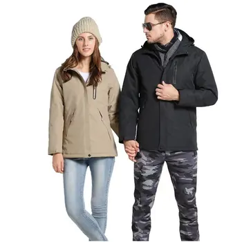 Зимняя куртка с хлопковой подкладкой с интеллектуальным подогревом, зарядка через USB, мужская и женская куртка с хлопковой подкладкой, теплая и ветрозащитная