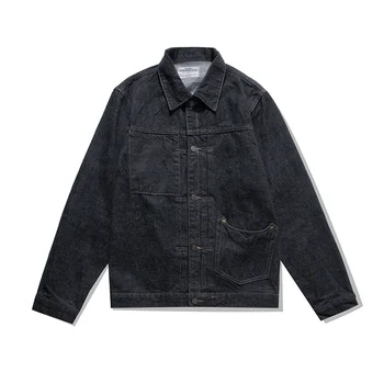 Мужская джинсовая куртка 15 унций в стиле Пэчворк с одним карманом и пряжкой в стиле Вестерн Ковбой Оригинальная Дизайнерская одежда