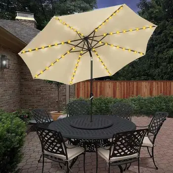 Зонт для патио с солнечной светодиодной подсветкой, Водостойкий Солнечный зонт с 8 режимами освещения, украшение для террасы, пляжный зонт для сада
