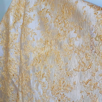 Золотисто-золотистый шелковый жаккард с тонким и четким рельефным рисунком, поверхность для костюма в китайском стиле
