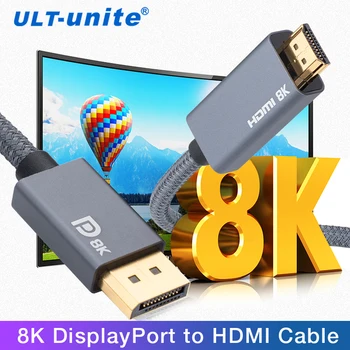 Кабель DisplayPort 1.4-HDMI 2.1 6.5Футов DP-HDMI 8K30Hz Видеокабели HDR 4K120Hz DP-HDTV Шнур для Монитора Проектора Рабочего стола
