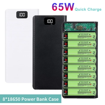 Коробка для быстрой зарядки Power Bank Мощностью 65 Вт, чехол для аккумулятора 18650, 30000 мАч, USB Type C, Коробка для хранения 5 В для iPhone Xiaomi Huawei