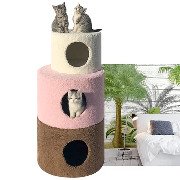 Общая мебель Деревянное кошачье гнездо Табурет Гнездо двойного назначения из массива дерева Four Seasons Универсальная Милая креативная принцесса на флисовой подкладке
