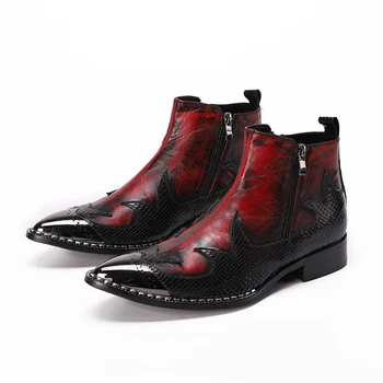 Высококачественные мужские ботинки со стальным носком ручной работы, ботильоны с острым носком для мужчин, деловые ботинки из натуральной кожи, Большой размер 47