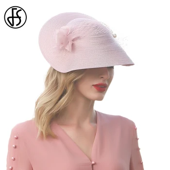 Чародей ФС розовый дот шляпы для женщин свадебные чаепития шапки широкими полями Кентукки Дерби церковь Федора женские коктейльные крышка 2023