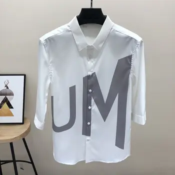 Летняя Даффи-рубашка, Мужская рубашка с коротким рукавом, Корейская версия, Модная Красивая рубашка с принтом, Мужская Модная Летняя тонкая рубашка со средним рукавом Sh