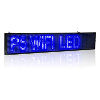 26 дюймов 66 см P5 SMD 16 * 128 пикселей беспроводная WIFI светодиодная вывеска программируемая Прокатная информационная рекламная панель для помещений с синим светодиодным дисплеем