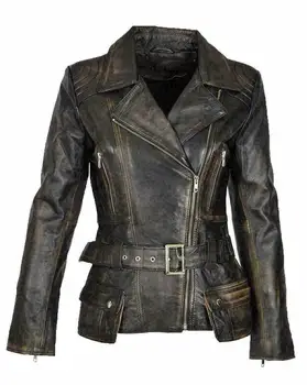 Куртка женская из натуральной овечьей кожи, мягкая кожаная мотоциклетная приталенная куртка для водителя, ретро европейская и американская мода
