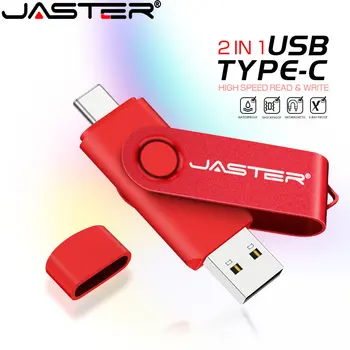 JASTER TYPE-C 2NI1 2.0 USB Флэш-накопители 64 ГБ 32 ГБ Высокоскоростной флеш-накопитель Красный Водонепроницаемый Memory Stick Подарочный Брелок Внешний накопитель