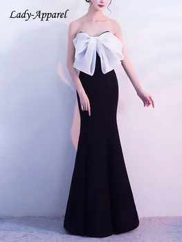 Lady-Apparel Милое Прозрачное Тюлевое платье с бантом-трубкой, Женское Банкетное Элегантное Вечернее платье без бретелек, Модная юбка с оборками в виде Рыбьего хвоста