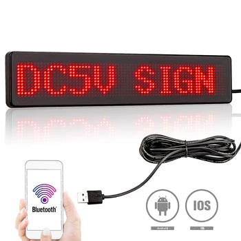 Bluetooth DC5V светодиодный автомобильный Знак Дисплей приложение Программируемая Прокрутка Многоязычная Доска объявлений Светодиодный матричный экран 23 см/9 дюймов