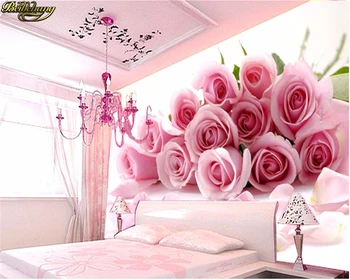 beibehang 3d фотообои для спальни, Розовая стереоскопическая роза, романтическая гостиная, настенная роспись для спальни, обои