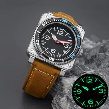 Мужские часы с квадратным циферблатом 28,5 мм, Нержавеющая сталь, сапфировое стекло, подходят для Seiko NH35 NH36, механизм с автоподзаводом, Водонепроницаемые часы для дайверов 10ATM