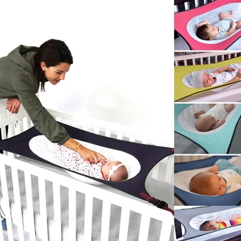 Гамак для младенцев, Спальная кровать Для новорожденных, Безопасная Съемная детская кроватка, Качели для кроватки, Эластичные Регулируемые Сетчатые бортики в кроватке