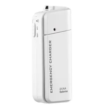 2021, Универсальное портативное USB-удлинитель для аварийного использования на 2 АА, зарядное устройство, блок питания для мобильного телефона iPhone MP3 MP4, Белый
