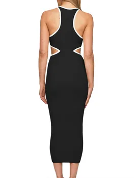 Элегантное кружевное облегающее платье без рукавов с круглым вырезом и лоскутным рисунком - Женское коктейльное вечернее платье