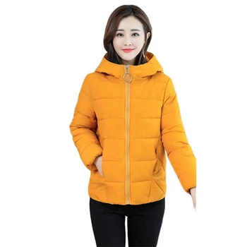 Хлопковая куртка NiceDown, Женская Короткая желтая парка с капюшоном размера L-6XL, Осенне-зимняя новая Корейская мода, теплые пальто
