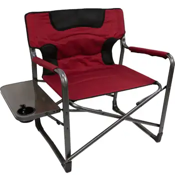 Стул для кемпинга, ультралегкие складные стулья для рыбалки, сиденье для пикника, XXL, складное мягкое директорское кресло с приставным столиком, красный