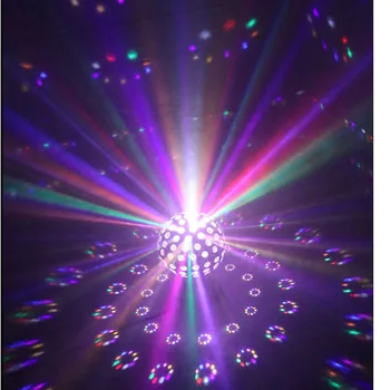 Светодиодные сценические светильники, вращающийся хрустальный магический шар, голосовое управление, лазерный точечный светильник, вспышка, 9 цветов