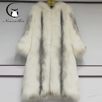 Пальто из натурального лисьего меха длиной 1 м со шляпой, длинное меховое пальто, утолщенное теплое, легкое и модное женское пальто