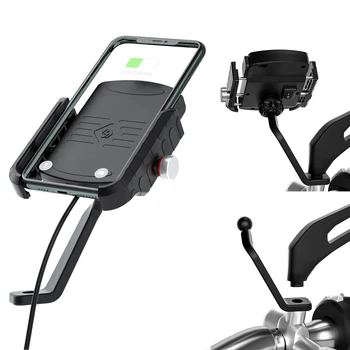 Держатель для мобильного телефона на велосипеде, поддержка смартфона на мотоцикле, подставка для руля мотоцикла с беспроводным зарядным устройством