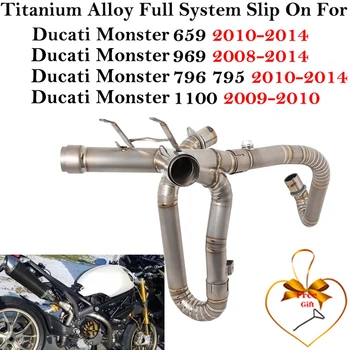 Титановый сплав для DUCATI MONSTER 659 696 796 1100 2008 - 2014 Выхлопные системы мотоцикла, модифицирующие системы, Муфлер передней соединительной трубы